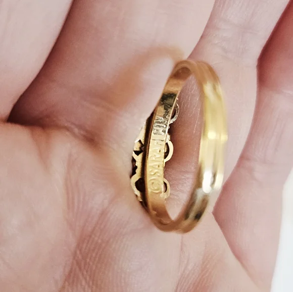 Vintage Sarah Coventry Gold Tone Clear Red Rhinestone Cluster Adjustable Ring - Picture 4 of 7